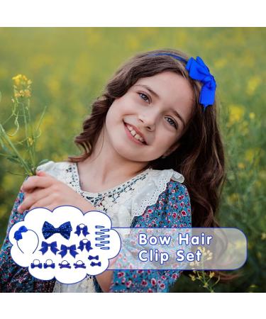 BekeCidi 20-Piece Bow Hairdress Set - Sequin Bow Clips & Rubber Bands for Girls - Blue Hair Accessories - Buy Online on GoSupps.com