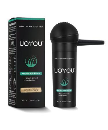 UOYOU LIGHT BLONDE Hair Fibres for Thinning Hair 27.5g Bottle with Applicator | Natural Keratin Hair Fibers Concealer for Hair Loss for Men and Women | Hair Building Fibres Powder LIGHT BLONDE 27.50 g (Pack of 1) Light Blonde