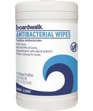 Boardwalk Antibacterial Hand Wipes Fresh Scent, 75 Wipes/Canister (Pack of 6) - Buy Online on GoSupps.com