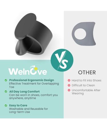 Welnove Pinky Toe Separator 12 Pcs - Black Gel Toe Spacers for Bunion Corrector - Little Toe Cushions for Women and Men - Overlapping Toe Relief - Buy Online on GoSupps.com