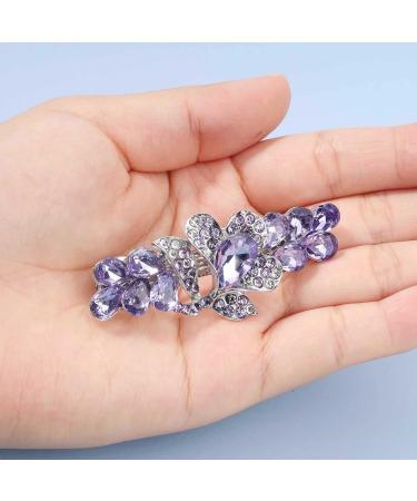 Yheakne Crystal Wedding Hair Clip - Purple Rhinestone Bling Bride Headgear | Elegant Hair Jewelry for Women & Girls - Buy Online on GoSupps.com