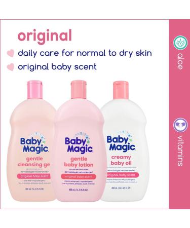 Baby Magic Gentle Baby Lotion 16.5 fl oz - with Vitamins, Aloe, & Camellia Oil - Free of Parabens, Phthalates, Sulfates, Dyes - Original Scent - Pack of 1 - Buy Online on GoSupps.com