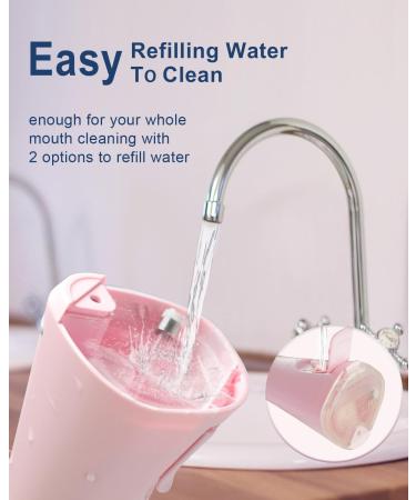 MySmile Water Dental Flosser - Cordless Oral Irrigator with 5 Cleaning Modes | IPX7 Waterproof, USB Rechargeable | 4 Replaceable Jet Tips | Teeth Cleaning Tool with PU Bag [Pink] - Buy Online on GoSupps.com