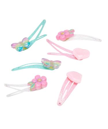 Claire's Club Glitter Pastel Snap Hair Clips for Girls Multicolor Snap Clips 6 Pack
