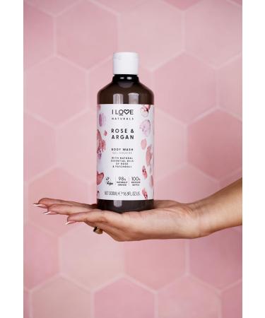 I LOVE Naturals Rose & Argan Body Wash Natural Oils Of Rose & Patchouli Formulated Using Essential Oils For Silky Smooth & Moisturised Skin 100% Recycled Bottle & Vegan-Friendly - 2 x 16.91 fl oz - Buy Online on GoSupps.com