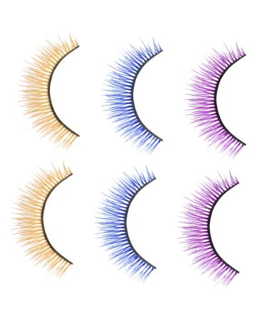 minkissy 3 Pairs 3d False Eyelashes Halloween Eyelash Faux Lashes Reusable Makeup Lashes Color Lashes Halloween Eye Lashes False Lashes Eyelashes Cross Accessories Synthetic Silk Fiber