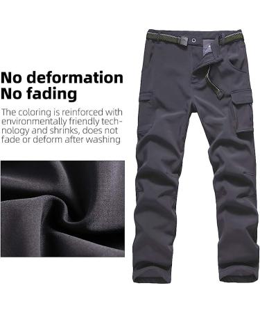 JOMLUN Boy's Fleece Lined Waterproof Hiking Pants - Gray Large | Warm Soft Shell Outdoor Cargo Pants for Snow Ski & Walking - Buy Online on GoSupps.com