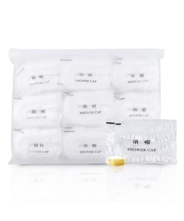 Maltose Disposable Shower Caps 100Pcs - Individually Wrapped 19.8 Large Thicker Plastic Shower Caps Waterproof Shower Hair Caps for Women Spa Home Hotel Hair Salon Portable Travel (Clear) white