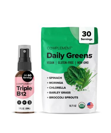 Complement Daily Greens & Triple B12 Spray Bundle Comprehensive Nutrient Support for Energy and Wellness