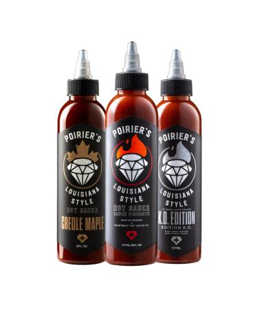 Poirier's Louisiana Style HOT SAUCE TRIO by Dustin Poirier and Heartbeat Hot Sauce Co. (1 x Original 1 x K.O. Edition 1 x Creole Maple)