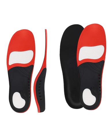 2 Pairs Plantar Fasciitis High Arch Support Insoles for Men/Women Flat Feet Orthotic-Heel Pain Relief-Heavy Duty/Running Athletic Gel/Comfort Work Boot Shoe Inserts(M) 2 Pairs Black Red E-Men 9-10.5/women 10-11.5(2 pairs)