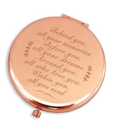 Behind You All Your Memories Dreams-Coworker Leaving Gifts for Women Graduation Gifts for Her-Travel Gifts for Her  Farewell Gifts for Women Graduation Gifts for Her Travel Mirror Rose Gold
