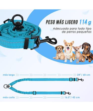 Slowton Adjustable Double Dog Leash - 360 Rotatable Reflective Design for Small Dogs (3-9 kg) - Aquamarine - Buy Online on GoSupps.com