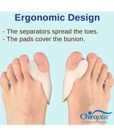 Chiroplax Bunion Gel Pads - Toe Separator & Relief Cushion for Hallux Valgus - Pack of 4 (2 Pairs) - Buy Online on GoSupps.com