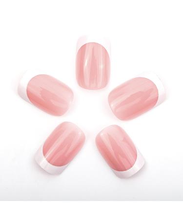 Novo Ovo Press On Nails - Short Oval Nude Pink Orange French Tips | Artificial Fingernails for Valentine's Day - Buy Online on GoSupps.com