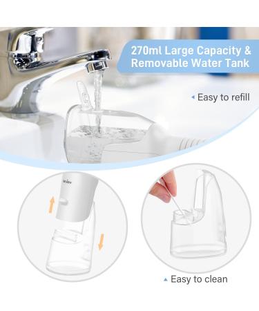 Portable Cordless Water Flosser - 270ML IPX7 Waterproof, 5 Cleaning Modes, 5 Jet Tips - for Home, Travel, Office - White - Buy Online on GoSupps.com