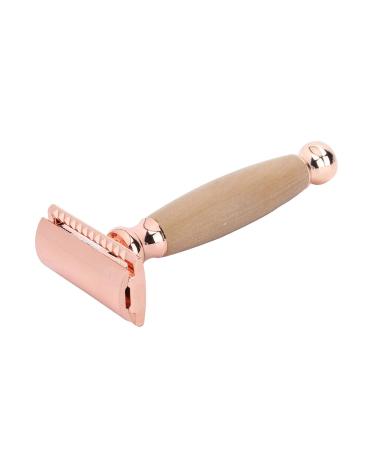 Portable Double Edge Razor with Wooden Handle - Rose Gold Beard & Body Hair Trimmer for Men | International Shipping - Buy Online on GoSupps.com