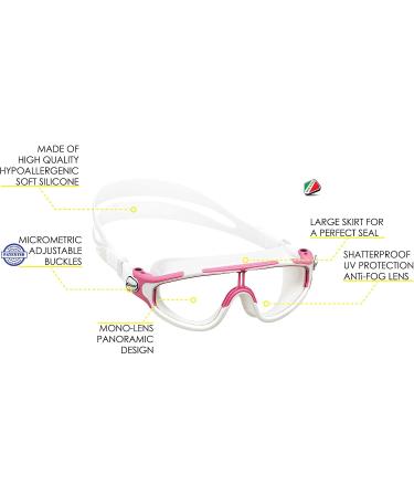 Cressi Wide View Swim Mask for Kids Ages 2-7 | Baloo Made in Italy White/Pink - Buy Online on GoSupps.com