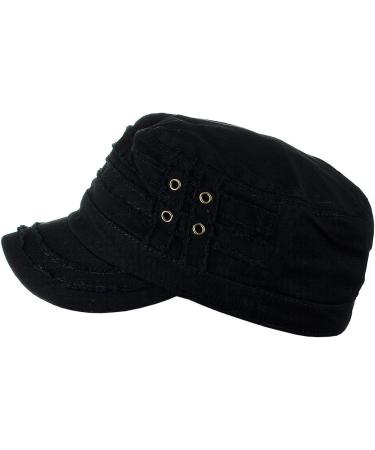 D&Y Unisex Cotton Distressed Cadet Military Cap - Black | ACD2007 - Buy Online on GoSupps.com