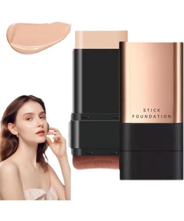 2 in 1 Multi-Purpose Foundation Stick, Double Head Foundation Stick with Brush, Lightweight and Flawless Foundation Stick, Oil Control, Long Lasting Waterproof