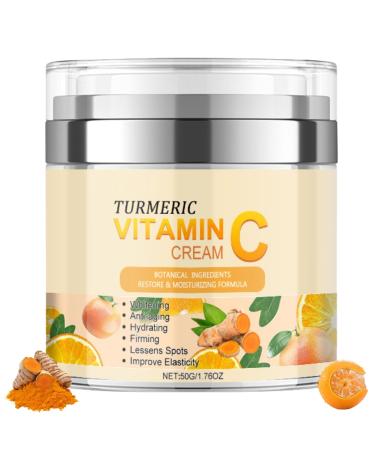 Turmeric Vitamin C Cream 50g - Brightening Face Moisturiser Firming Turmeric Face Cream with Vitamin C for Glowing Skin Natural Ingredients