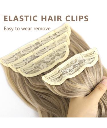 ALXNAN Clip in Long Wavy Synthetic Hair Extension 20 Inch Dirty Blonde - 4PCS Thick Double Weft Hairpieces for Women - Buy Online on GoSupps.com