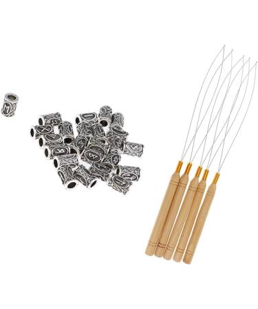 24 Viking Rune Pearls & 5 Hair Extension Needles - DIY Jewelry for Necklaces & Beards - Buy Online on GoSupps.com