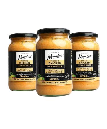 Mumtaz BUTTER CHICKEN Indian Curry Cooking Sauce 350g Pack of 3 Restaurant Quality at Home - Medium Spiced Serves 4-5 All Natural Ingredients Gluten Free Vegetarian Friendly.