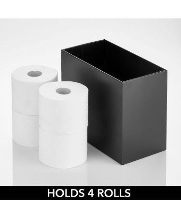 mDesign Metro Collection Tall Steel Toilet Paper Organizer - Matte Black | 4-Roll Tissue Storage Holder for Bathroom Under Sink or Shelf - Buy Online on GoSupps.com