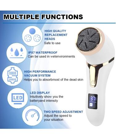 Electric Callus Remover with Dust Collector | Rechargeable & Waterproof Foot File | Professional Foot Care Kit for Dead Skin Removal - White - Buy Online on GoSupps.com