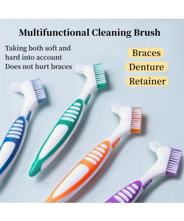 Prosthesis Cleaning Brush Set - 4 Durable Brushes & Portable Toothbrush Box for Denture Care - Buy Online on GoSupps.com