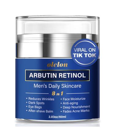 8-in-1 Face Cream for Men mens face moisturizer with Alpha Arbutin Retinol Collagen and Hyaluronic Acid Anti-Aging Face Cream for Men Eye Bags Treatment & Wrinkle Cream 2.03oz 2.03 Fl Oz (Pack of 1)