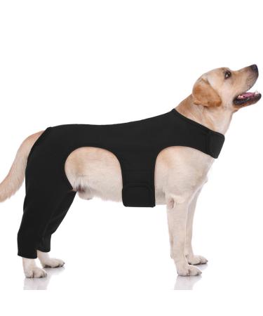 HJYOKUSO recovery suit for dogs surgery suit dog leg surgery suit leak cuff for dogs hind leg protection dog-hinge protection dog cover to prevent licking of bite L black
