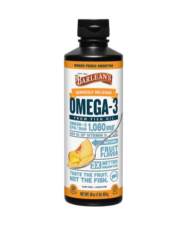 Barlean's Seriously Delicious Omega-3 Fish Oil Mango Peach Smoothie 16 oz (454 g)