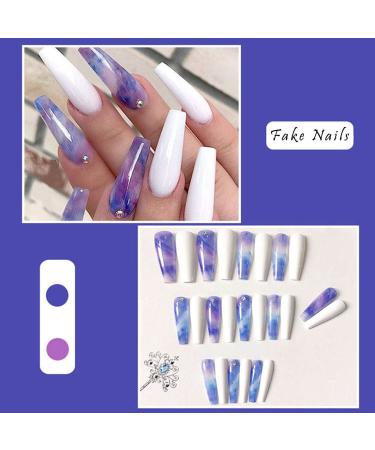 Sinlov 24pcs Coffin Fake Nails - Glossy Gradient Press On Ballerina Nails for Women & Girls (Viola) - Long Full Cover Artificial Nails - Buy Online on GoSupps.com