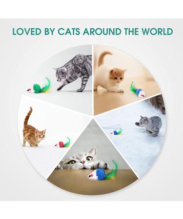 FYNIGO Cat Mouse Toys - 17 Pack Interactive Rattle Set for Indoor Cats and Kittens - Assorted Color Catnip Toys with Feather Tail - Buy Online on GoSupps.com