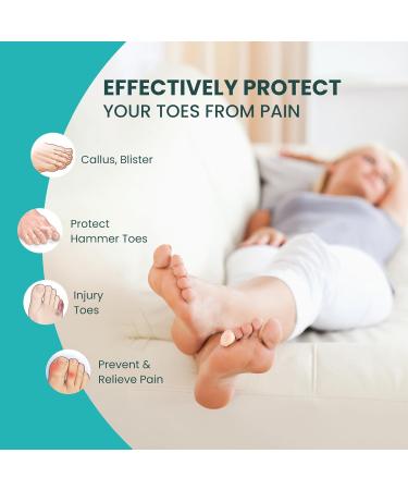 Silicone Toe Protectors - 4 Pairs Gel Sleeves with Aloe Vera for Pain Relief & Protection - Transparent Toe Caps for Corns (Small - Buy Online on GoSupps.com