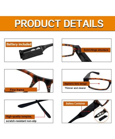 LED Reading Glasses with Light - Compact Full Frame +2.0 Magnifier for Nighttime Reading - Buy Online on GoSupps.com