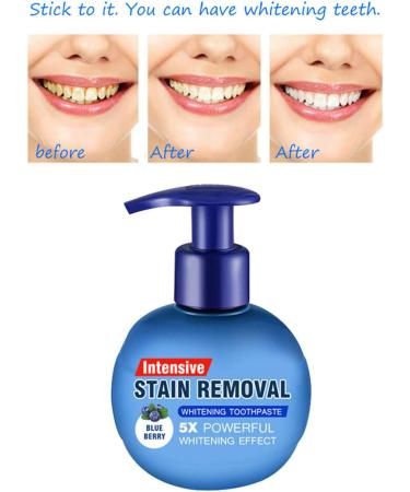 Monshop Teeth Whitening Toothpaste - Effective Stain Removal for White Teeth & Bleaching - Blueberry Flavor - Buy Online on GoSupps.com