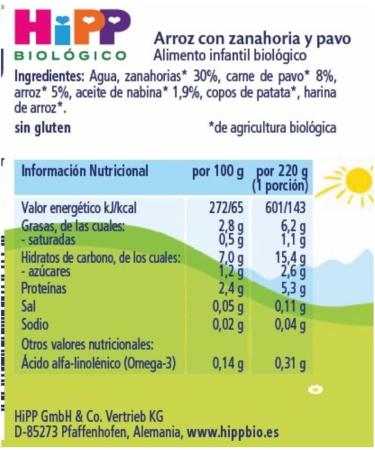 HiPP Biol gico - Organic Carrot and Turkey Rice Pot - Junior Menu with Small Pieces - 220g - Organic Ingredients - Buy Online on GoSupps.com