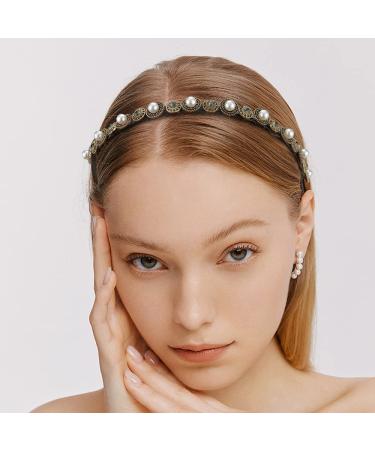 NAIHOD 3 Pcs Pearls Rhinestones Thin Headbands for Women - Luxury Vintage Hair Bands - Buy Online on GoSupps.com
