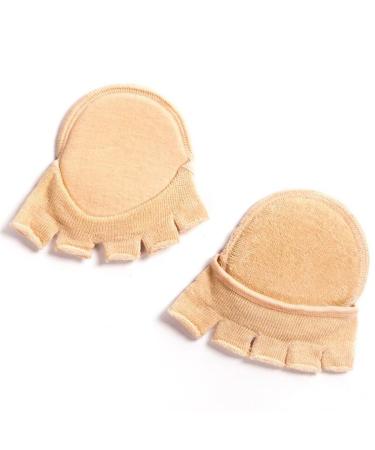 XEMZ Open Five Toe Forefoot Socks Peep Toe Anti Slip Sleeves Cushions Foot Pain Relief Straighteners Pads Yoga Pilates Ballet Dance Toeless Protectors for Corns Calluses Blisters Bunions (skin) One Size Skin