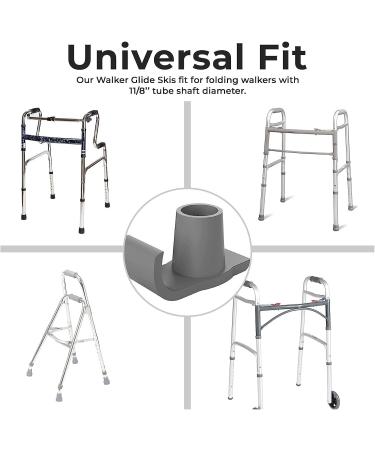 NUOYAQI 2/4 Pcs Universal Walker Ski Glides Heavy Duty Walker Feet Replacement Glides Caps for Folding Walker Easy to Install 2 gray - Buy Online on GoSupps.com