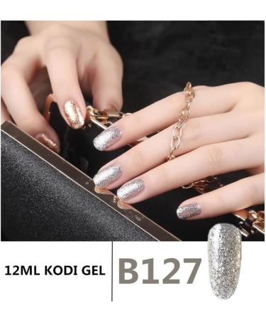 12ml Kodi Gel Glitter Silver Art Nail Polish Nail Varnish Shimmer Sequins Soak Off UV LED Lacquer - (Color: 12ml Matte top) - Buy Online on GoSupps.com