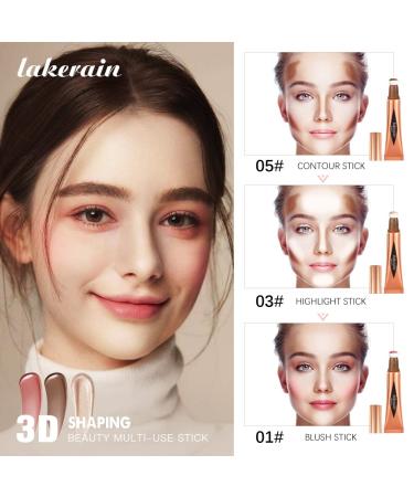 YU KUI LX Liquid Beauty Sticks Set | Highlighter Blush Contour Makeup | Multifunctional Beauty Cream | Cushion Applicator | 3 PCS (Blush 01, Highlight 03, Contour 05) - Buy Online on GoSupps.com