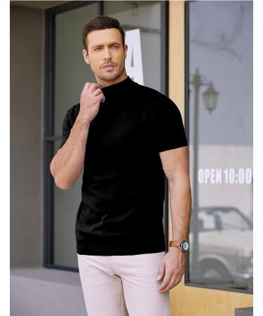 COOFANDY Men's Mock Turtleneck Short Sleeve Sweater - Black X-Large - Buy Online on GoSupps.com