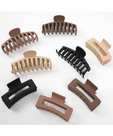 8 Pcs Nonslip Hair Claw Clips for Women and Girls - Strong Hold Matte Claw Clips - Vintage Jaw Clips in Cream, Beige, Dark Brown, Black - Buy Online on GoSupps.com