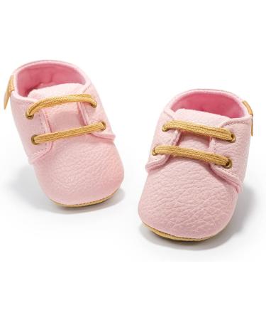 Baby Girls Boys Anti-Slip Oxford Loafer Flats - Pink PU Leather Shoes 0-6 Months - Buy Online on GoSupps.com