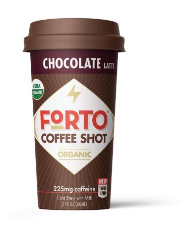 FORTO Coffee Shots - 200mg Caffeine, Chocolate Latte, High Caffeine Cold Brew Coffee, Bottled Fast Coffee Energy Boost, 2 Fl Oz (Pack of 12) Chocolate Latte 2 Fl Oz (Pack of 12)