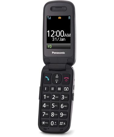 Panasonic KX-TU446EXB Senior cell phone to open without a contract (SOS emergency call button shockproof speech amplifier large separate keys large font and number display) Black Black Single